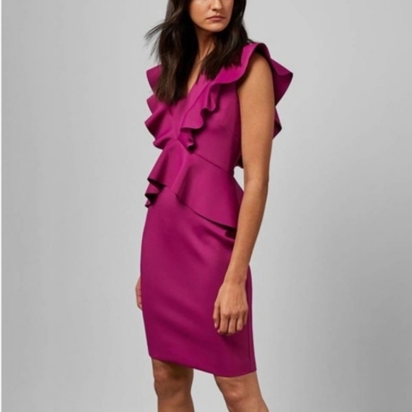 🍒NWT🍒 TED BAKER FUCHSIA DRESS - Picture 4 of 7